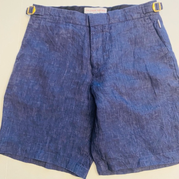 Orlebar Brown Men's Blue Linen Shorts - Picture 1 of 6